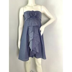 J. Crew Chambray Wild Rose Empire Waist Strapless Dress Womens 2